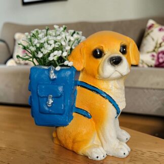 dog with bag planter